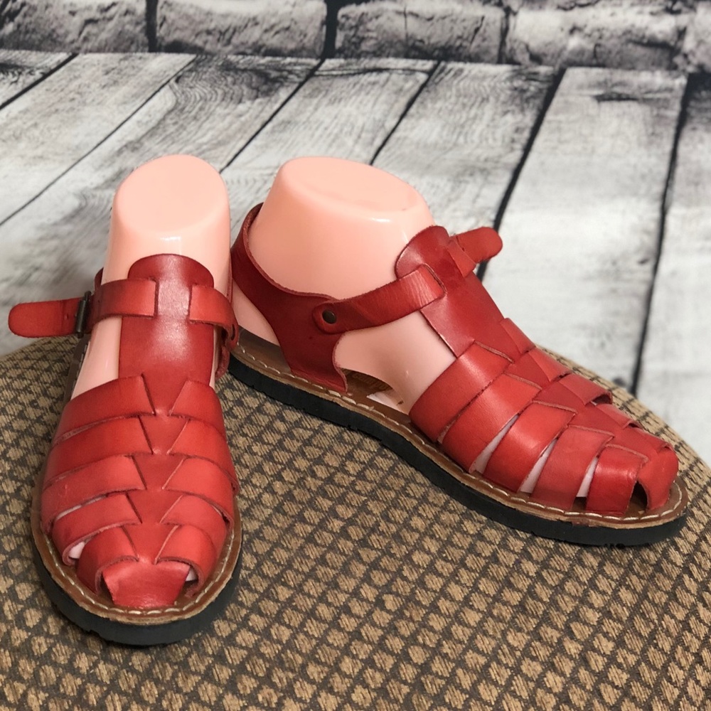 NWOB 5 Red Leather Sandals by Jeffrey Campbell